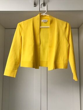 Calvin Klein Bright Yellow Cropped Open-Front Jacket Knit Shrug US S